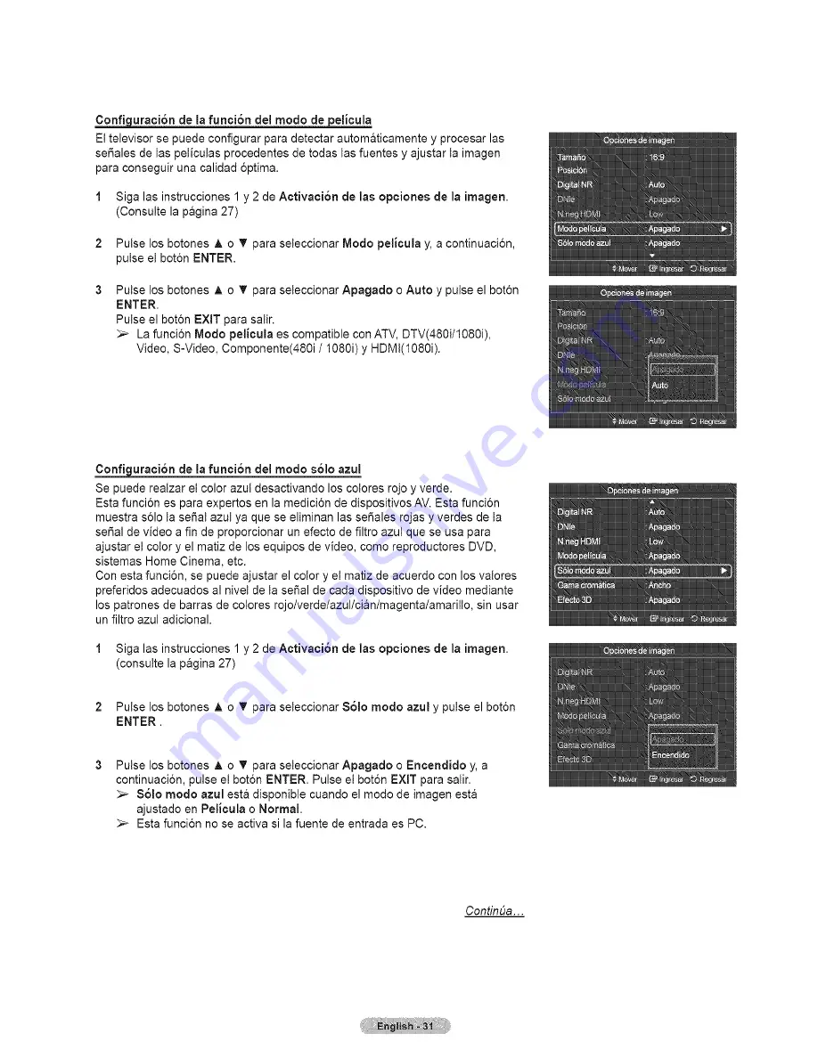 Samsung HL67A750A1FXZA Manual Del Usuario Download Page 31