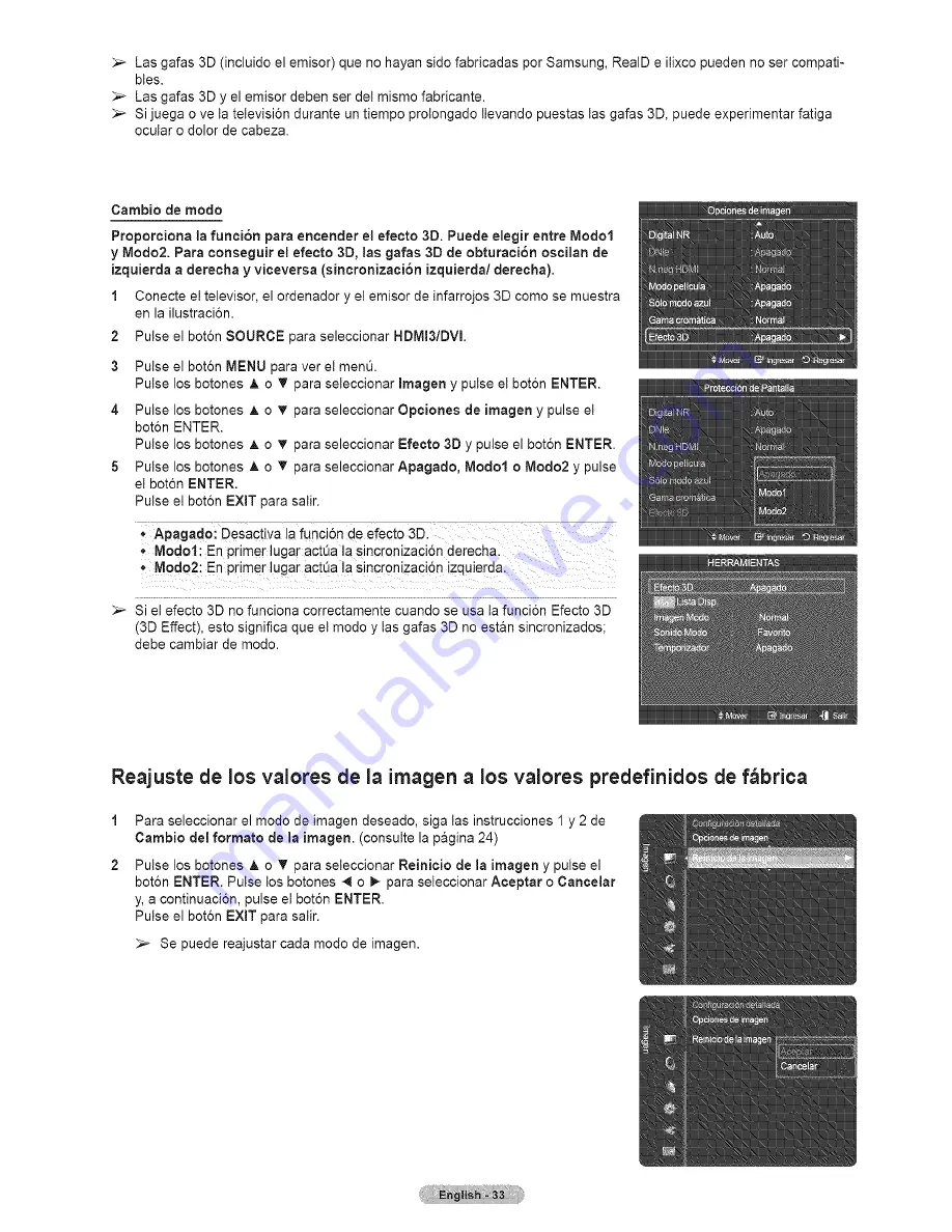 Samsung HL67A750A1FXZA Manual Del Usuario Download Page 33