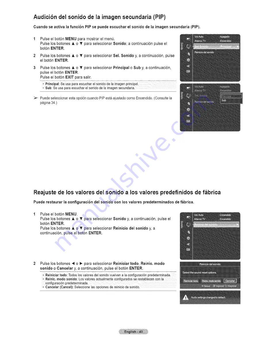 Samsung HL67A750A1FXZA Manual Del Usuario Download Page 40