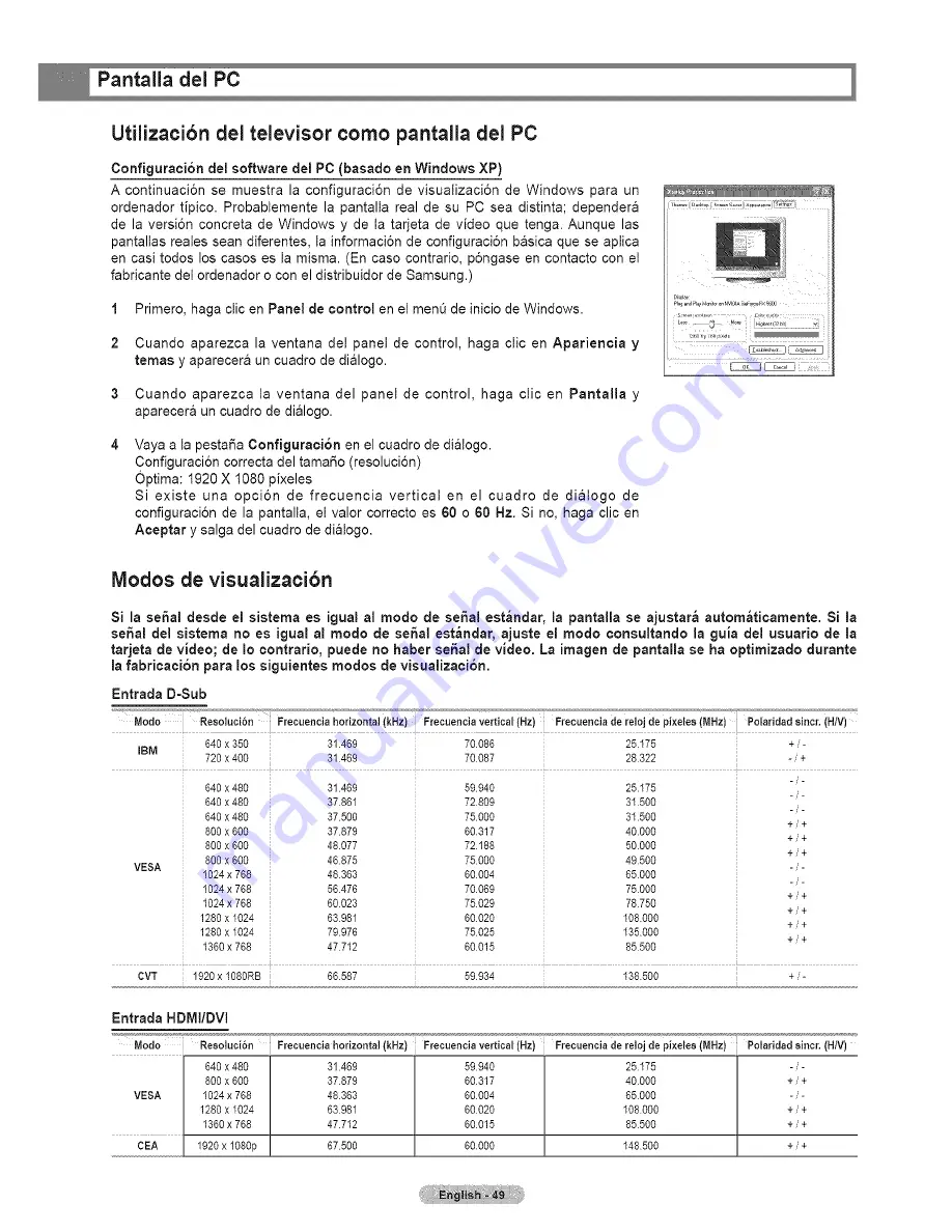 Samsung HL67A750A1FXZA Manual Del Usuario Download Page 49