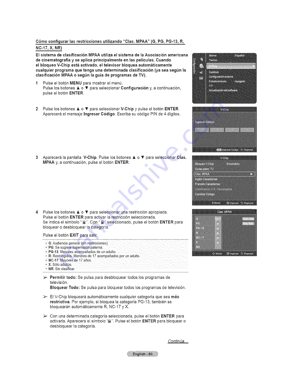 Samsung HL67A750A1FXZA Manual Del Usuario Download Page 60