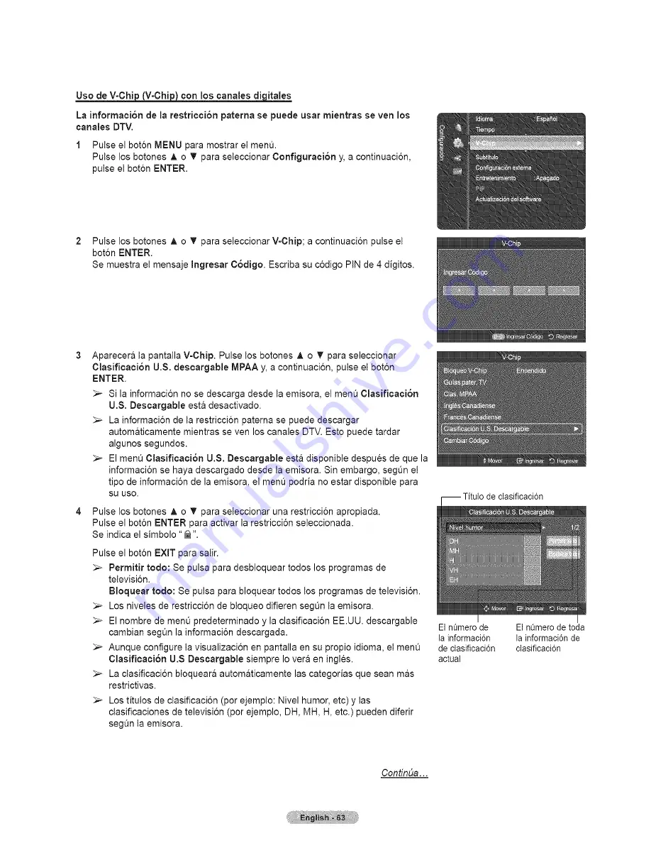 Samsung HL67A750A1FXZA Manual Del Usuario Download Page 63