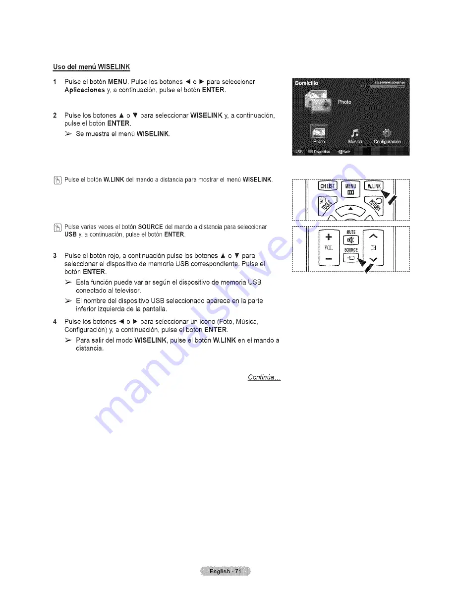 Samsung HL67A750A1FXZA Manual Del Usuario Download Page 71