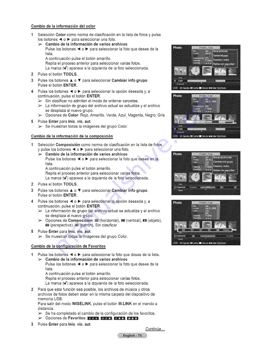 Samsung HL67A750A1FXZA Manual Del Usuario Download Page 75