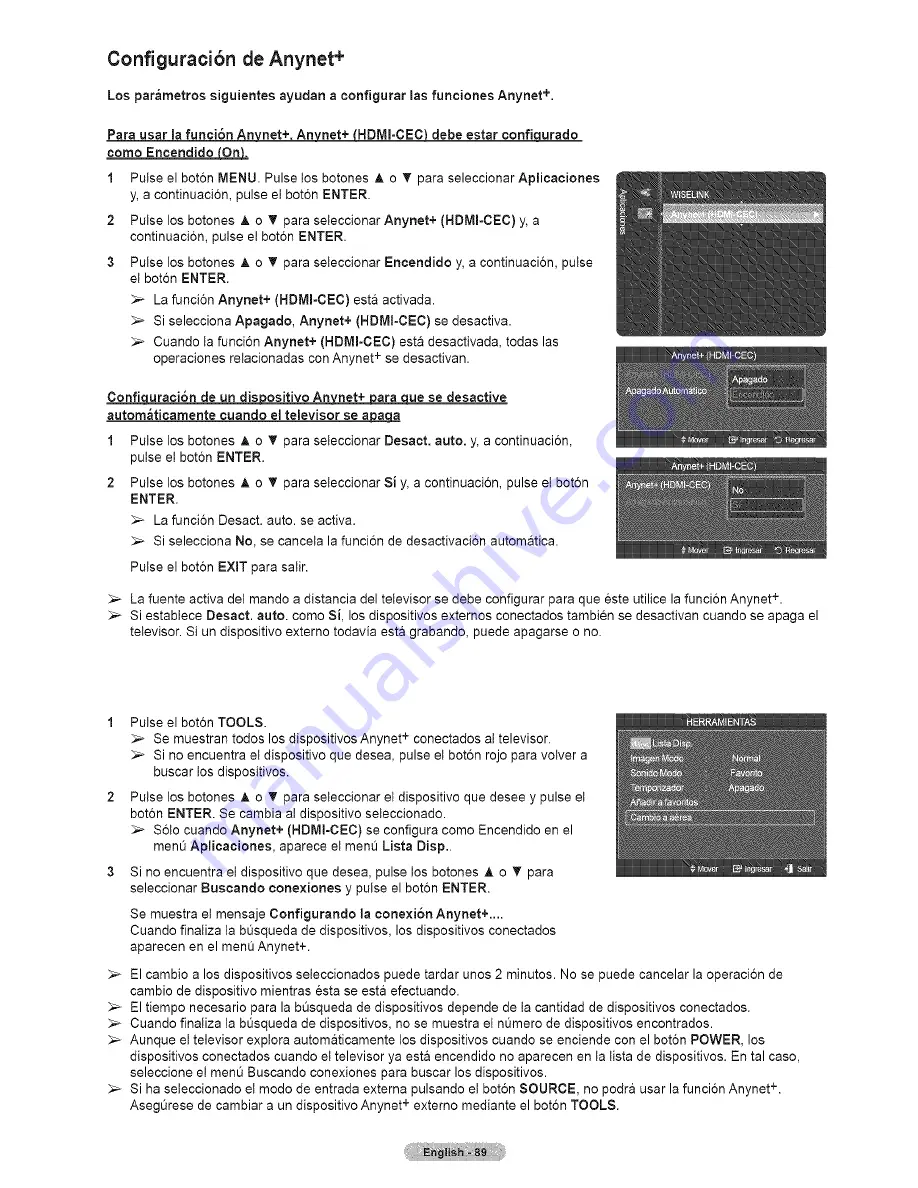 Samsung HL67A750A1FXZA Manual Del Usuario Download Page 89