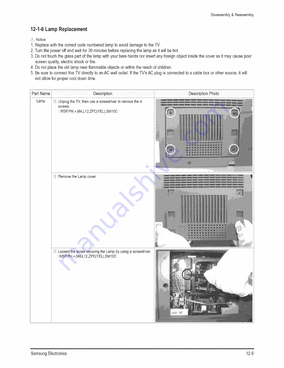 Samsung HLRS078WX/XAA Service Manual Download Page 119