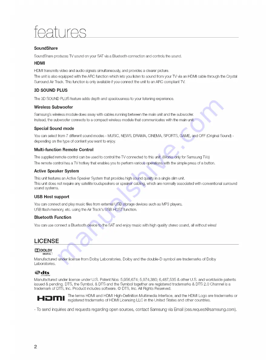 Samsung HW-F450/ZA User Manual Download Page 2