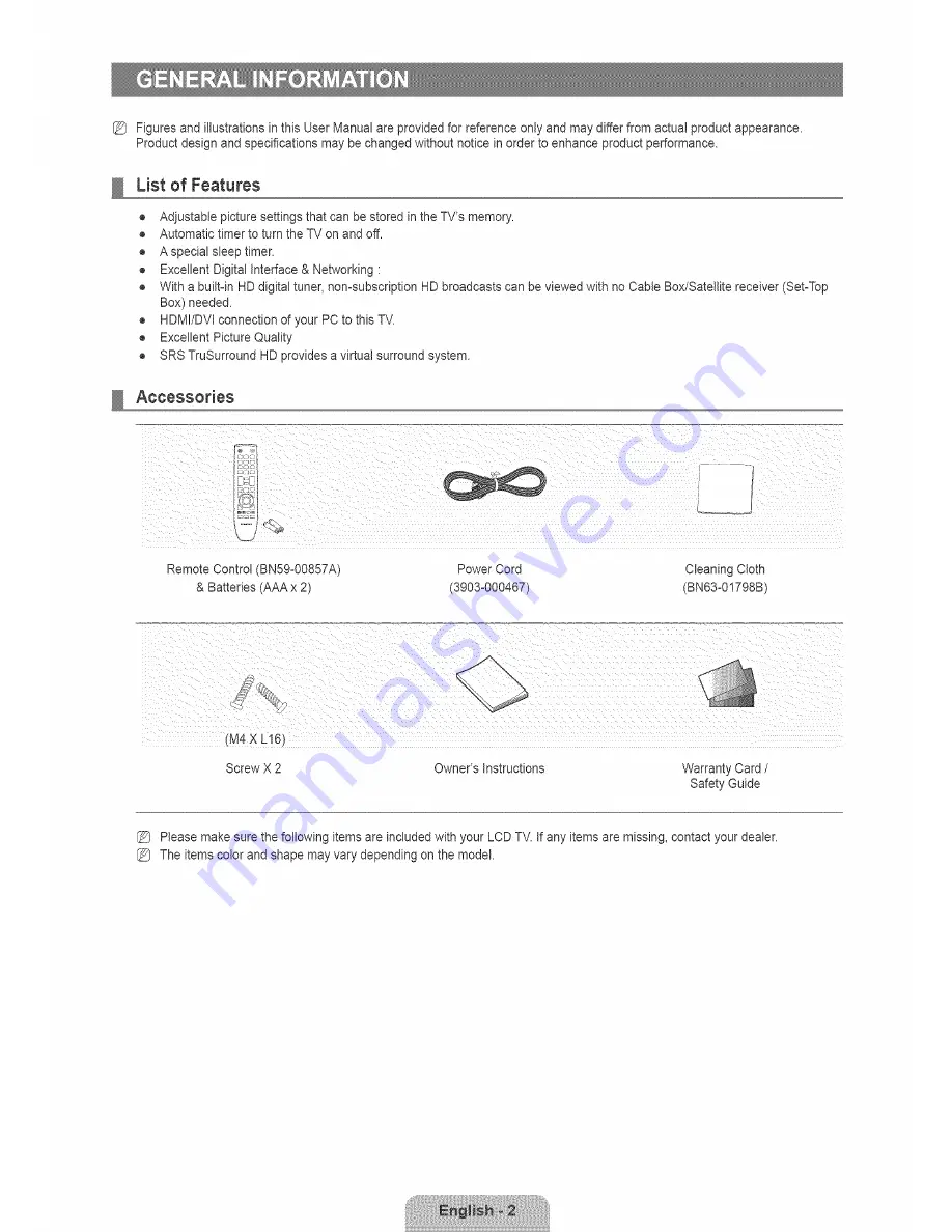 Samsung LN22B350 Series 3 350 Скачать руководство пользователя страница 4