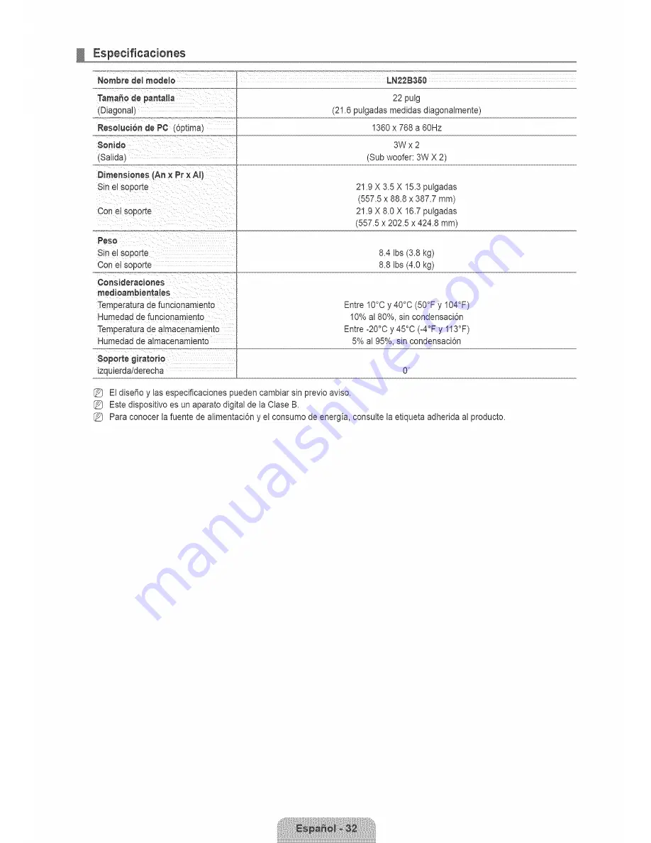 Samsung LN22B350 Series 3 350 Скачать руководство пользователя страница 68