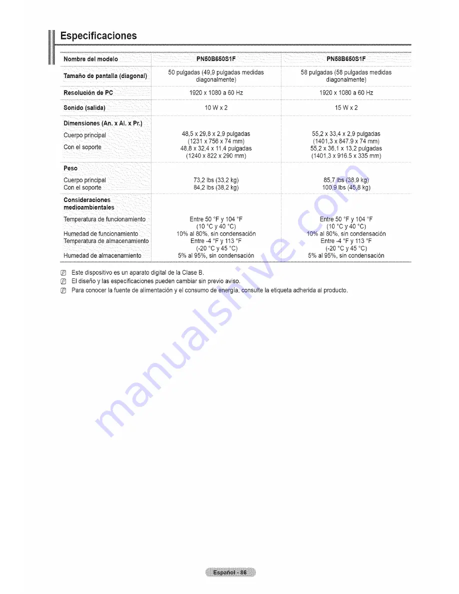 Samsung PN50B650S1FXZA Скачать руководство пользователя страница 86