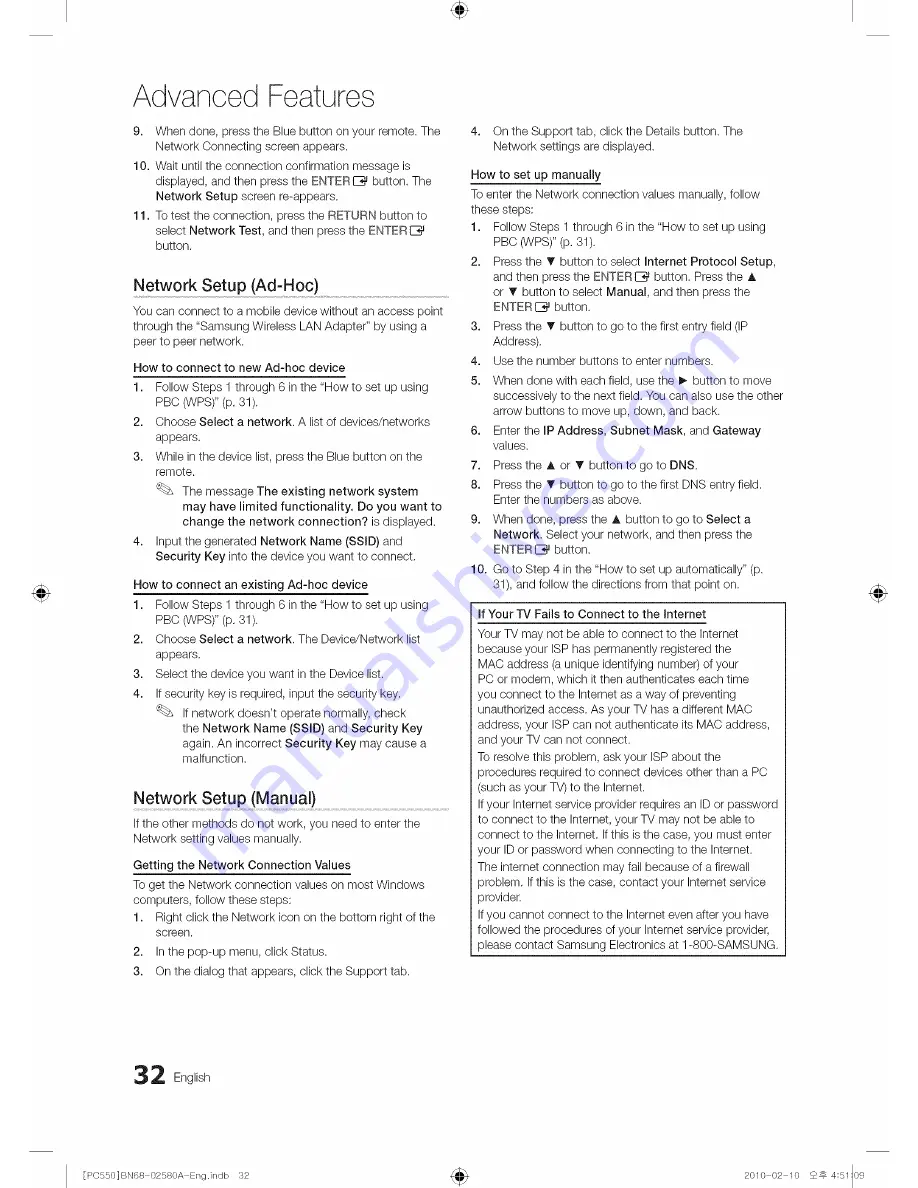 Samsung PN50C550 User Manual Download Page 32