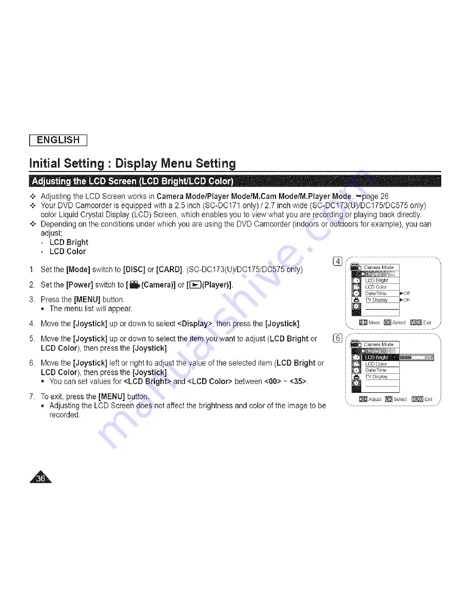 Samsung SC-DCl 73(U) Owner'S Manual Download Page 36