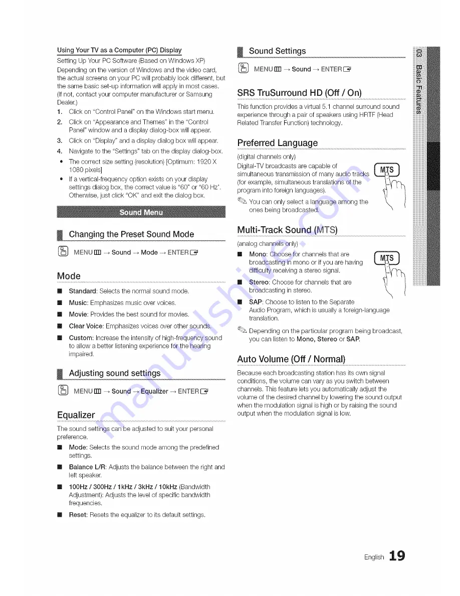 Samsung Series 5 500 LN40C500 User Manual Download Page 19