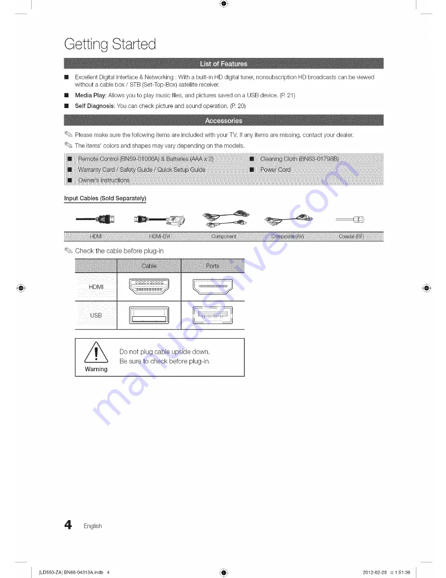 Samsung Series 5 550 LN46E550 User Manual Download Page 4