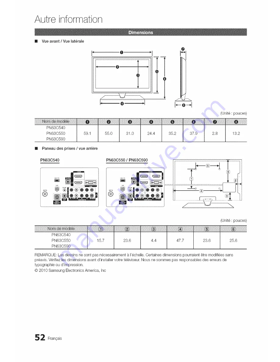 Samsung Series 5+ 550 PN63C550 Manuel D'Utilisation Download Page 52