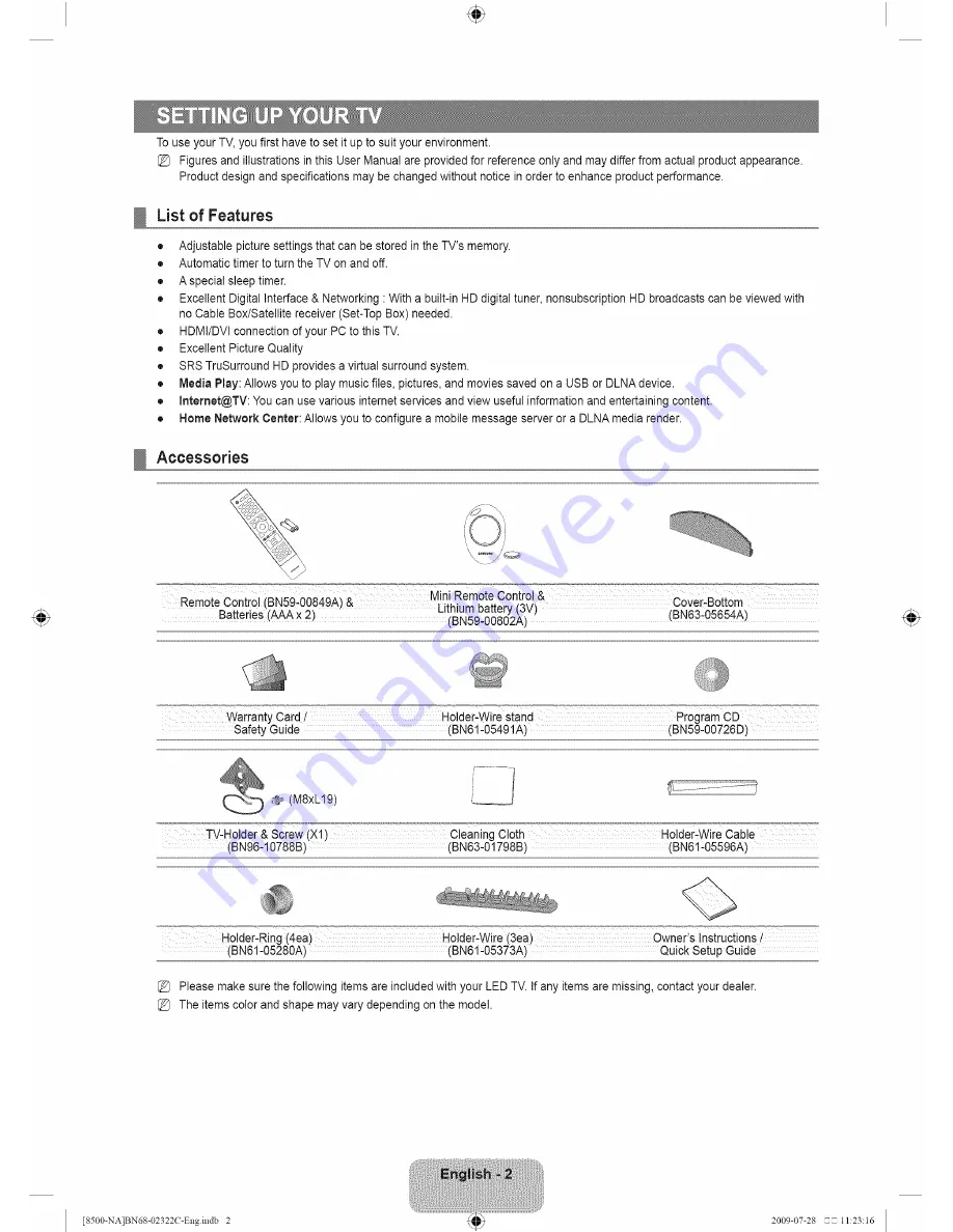 Samsung series 8 8500 User Manual Download Page 4