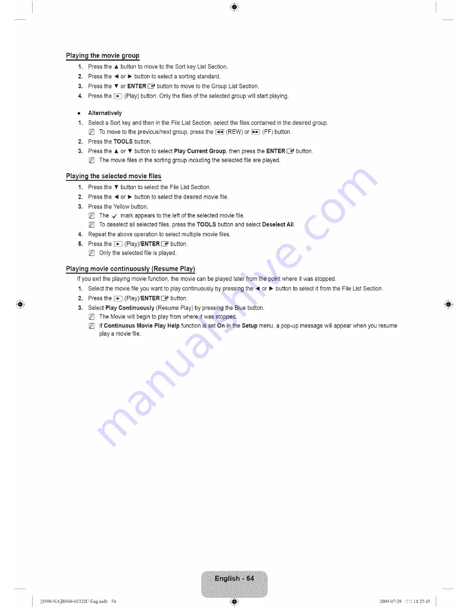 Samsung series 8 8500 User Manual Download Page 56