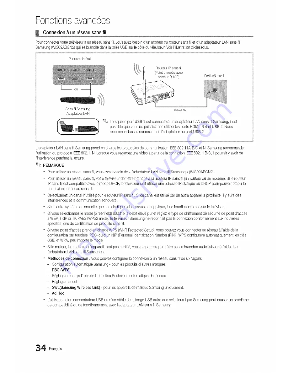 Samsung Series 9 9000 UN46C9000 Manuel Utilisateur Download Page 34