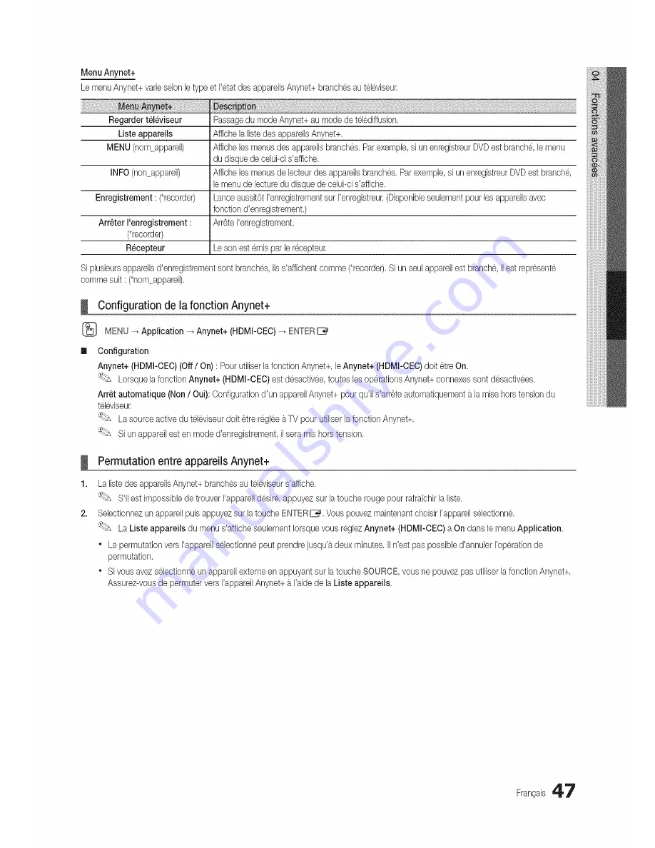 Samsung Series 9 9000 UN46C9000 Manuel Utilisateur Download Page 47