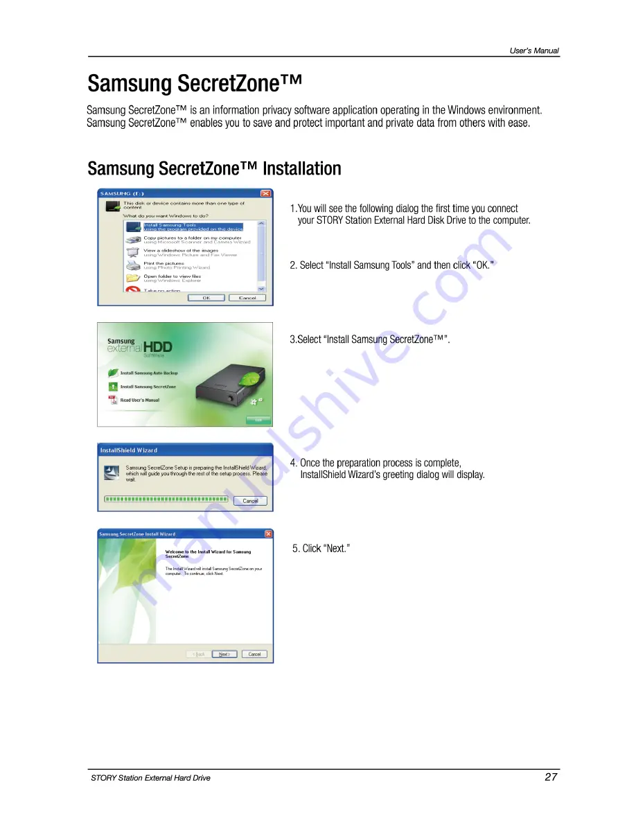 Samsung STORY Station HX-DU050DB User Manual Download Page 27