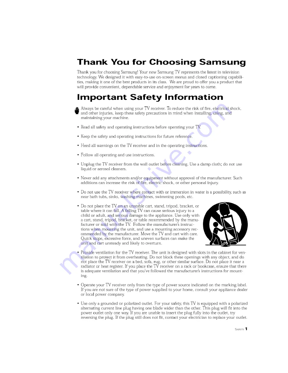 Samsung TXM3096WHF Owner'S Instructions Manual Download Page 3