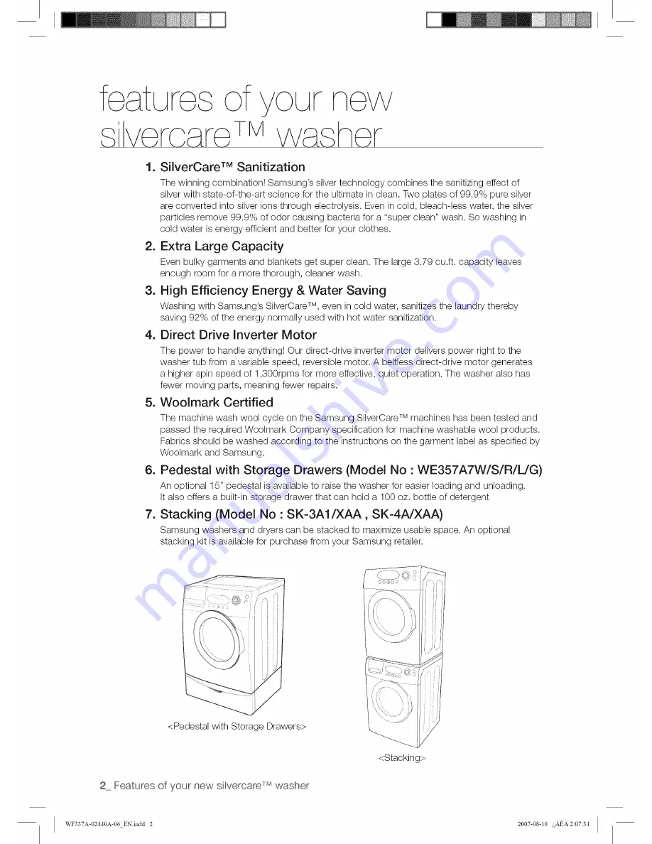 Samsung WF328AAW/XAA-0000 User Manual Download Page 2