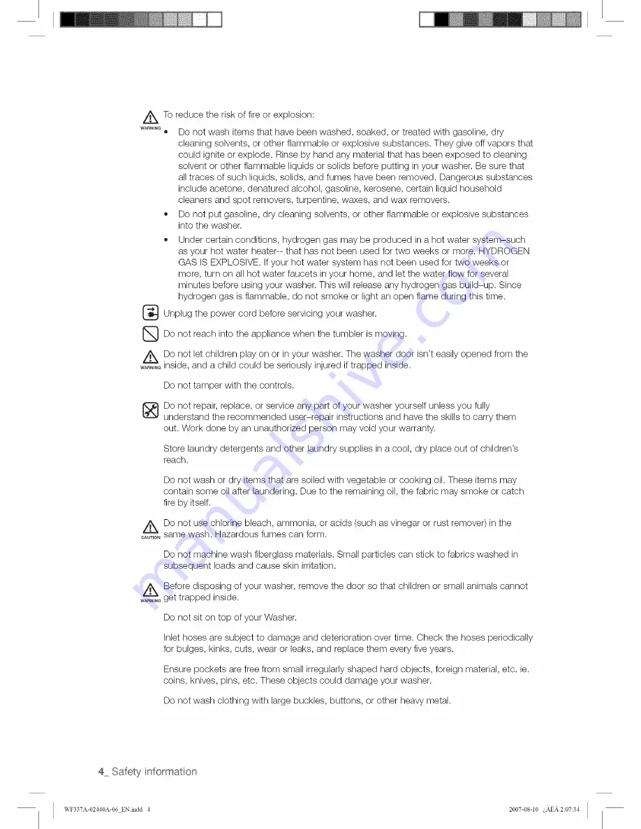 Samsung WF328AAW/XAA-0000 User Manual Download Page 4