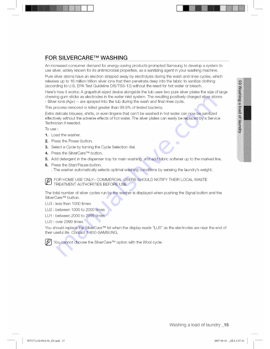 Samsung WF328AAW/XAA-0000 User Manual Download Page 15