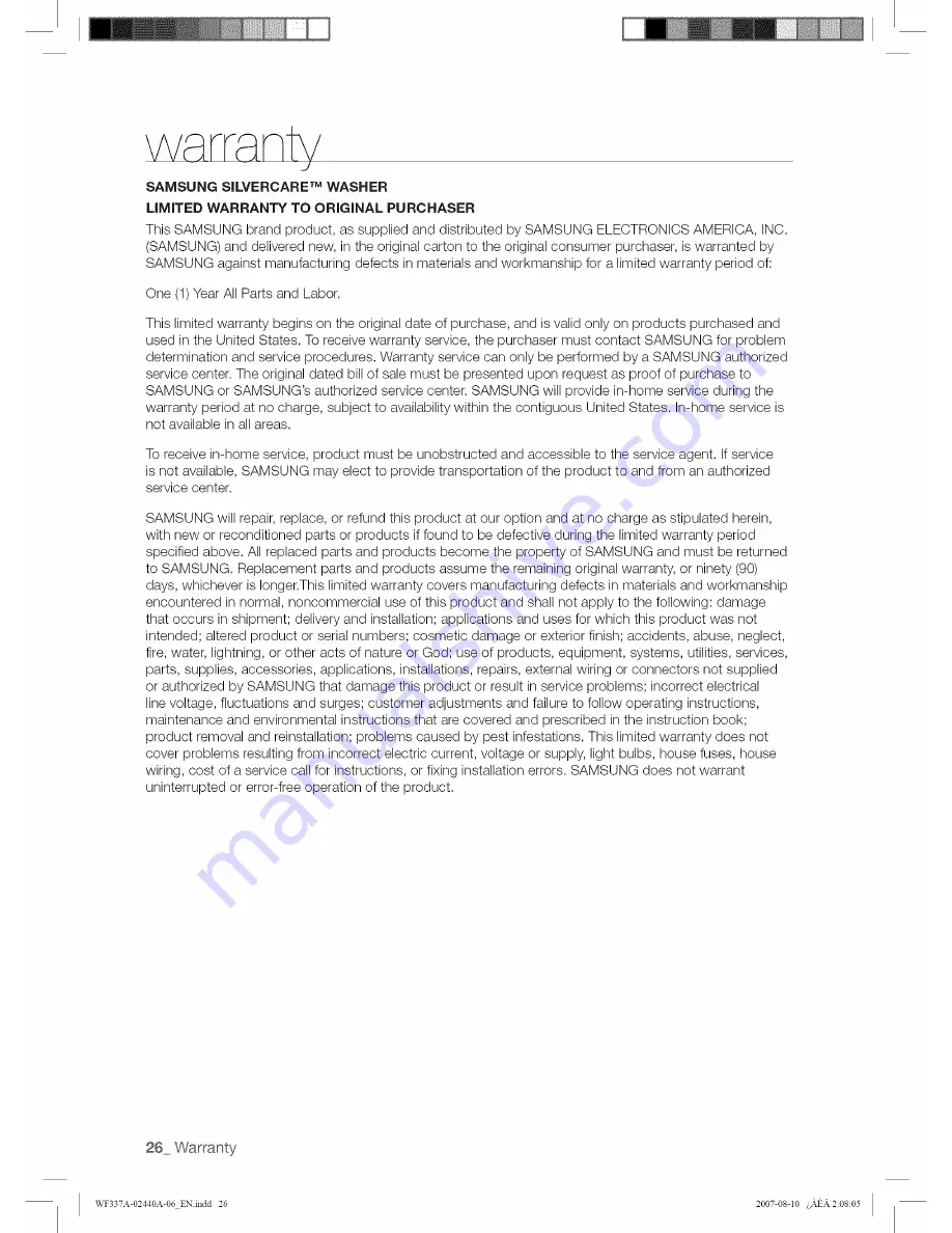 Samsung WF328AAW/XAA-0000 User Manual Download Page 26