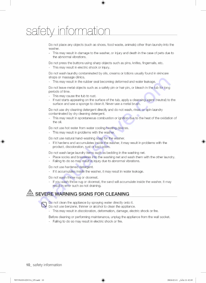 Samsung WF350AN Series User Manual Download Page 10