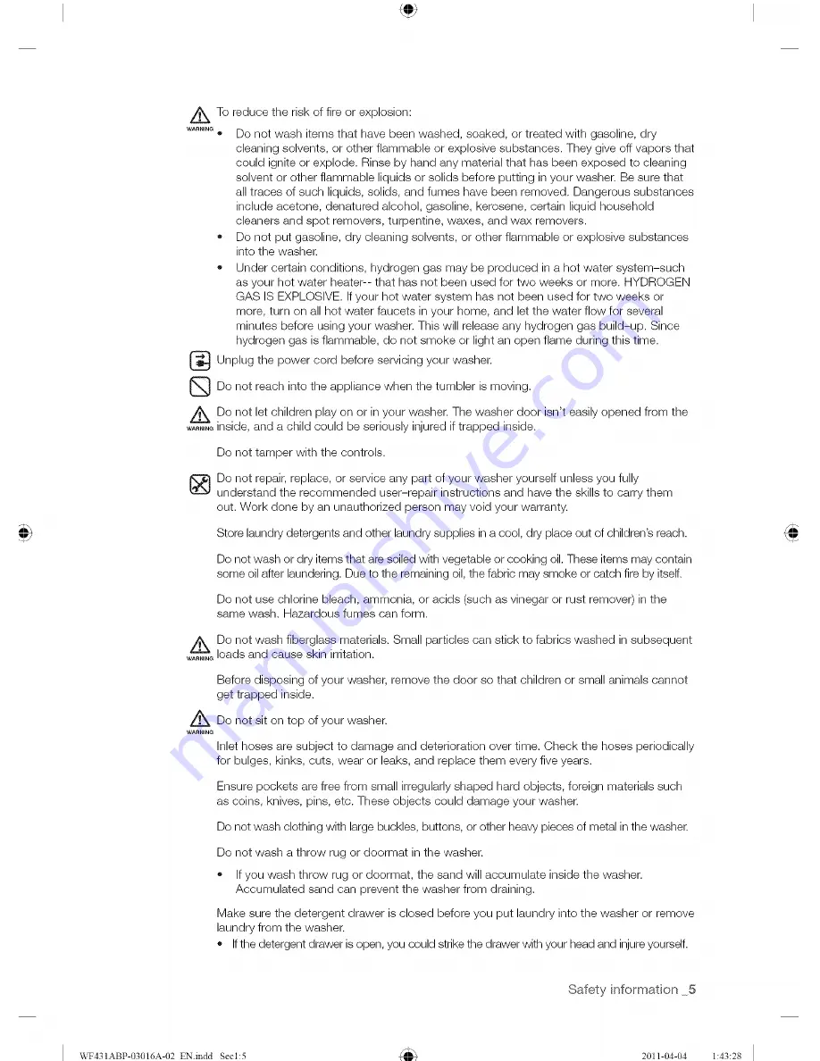 Samsung WF431ABF/XAA User Manual Download Page 5