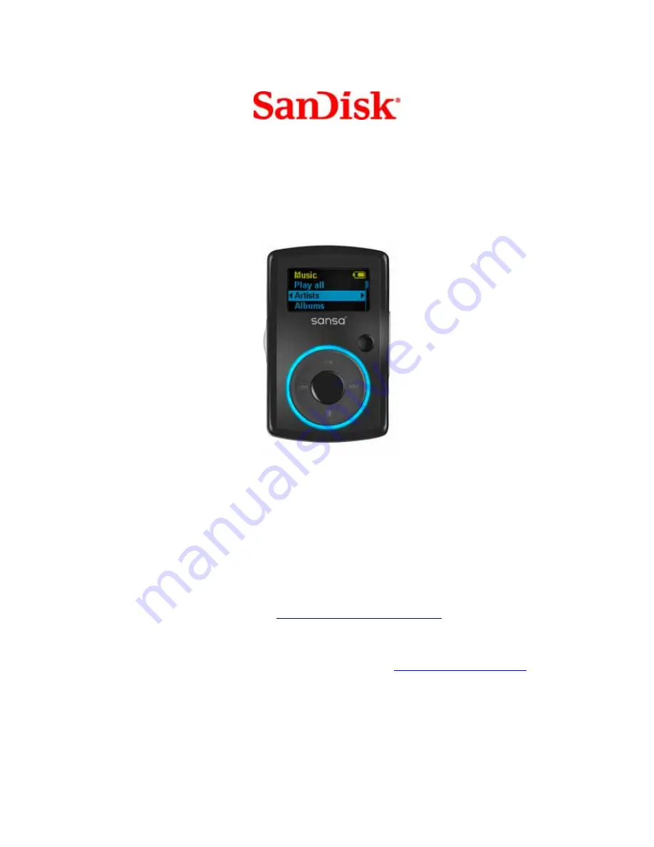 SanDisk Sansa Clip Скачать руководство пользователя страница 1