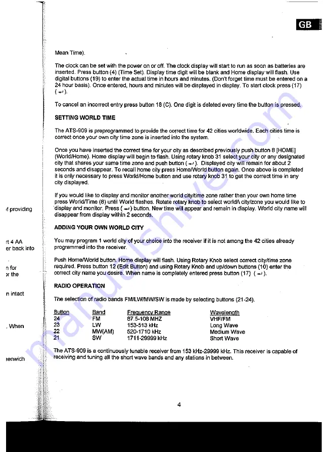 Sangean ATS 909 Operating Instructions Manual Download Page 5