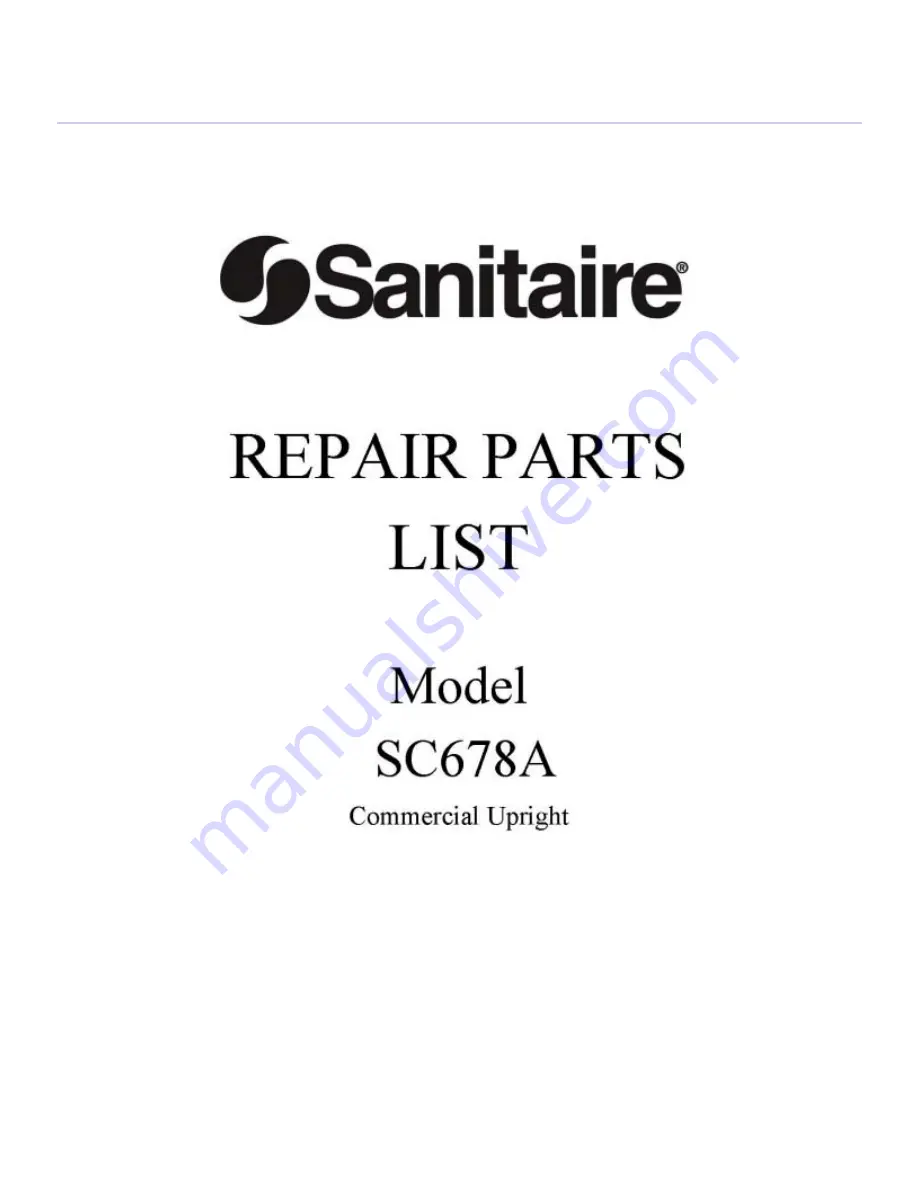 Sanitaire SC678A Repair Parts List Manual Download Page 1