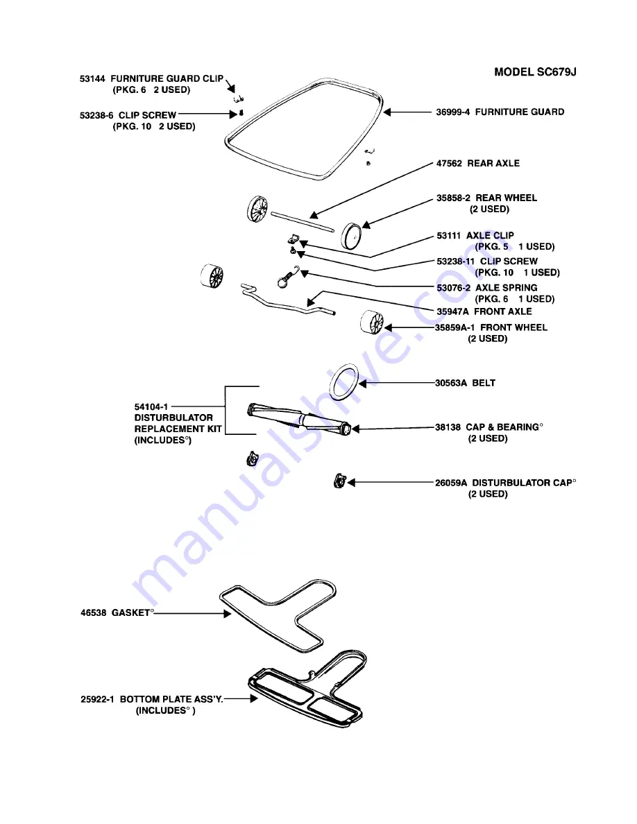 Sanitaire SC679J - Maid Saver Upright Vacuum 5.0 Amp 12 Repair Parts List Manual Download Page 3