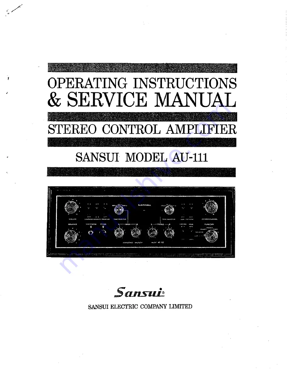 Sansui AU-111 Скачать руководство пользователя страница 1