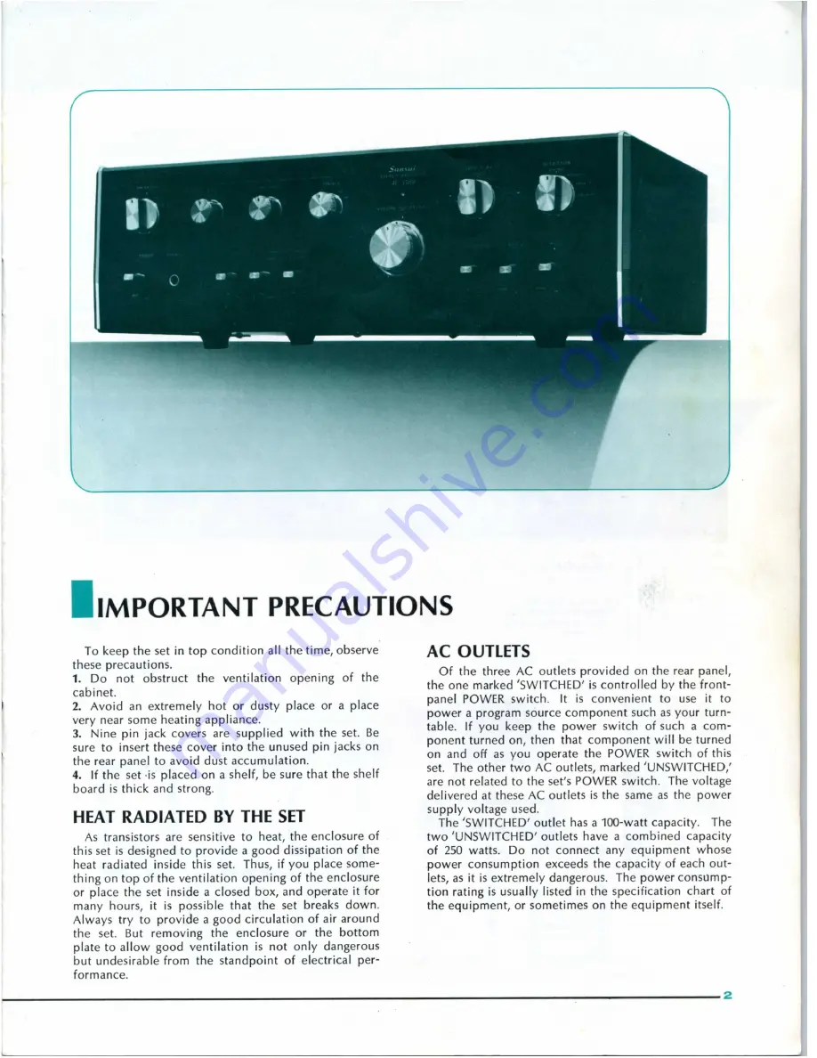 Sansui AU-5500 Operating Instructions Manual Download Page 3