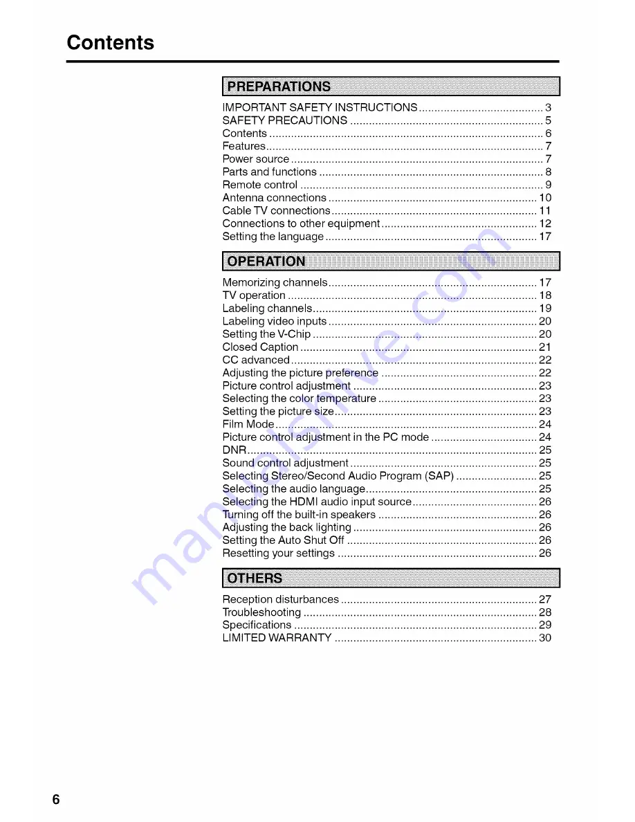 Sansui HDLCD3700C Скачать руководство пользователя страница 6