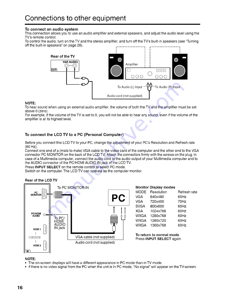 Sansui HDLCD3700D Owner'S Manual Download Page 16