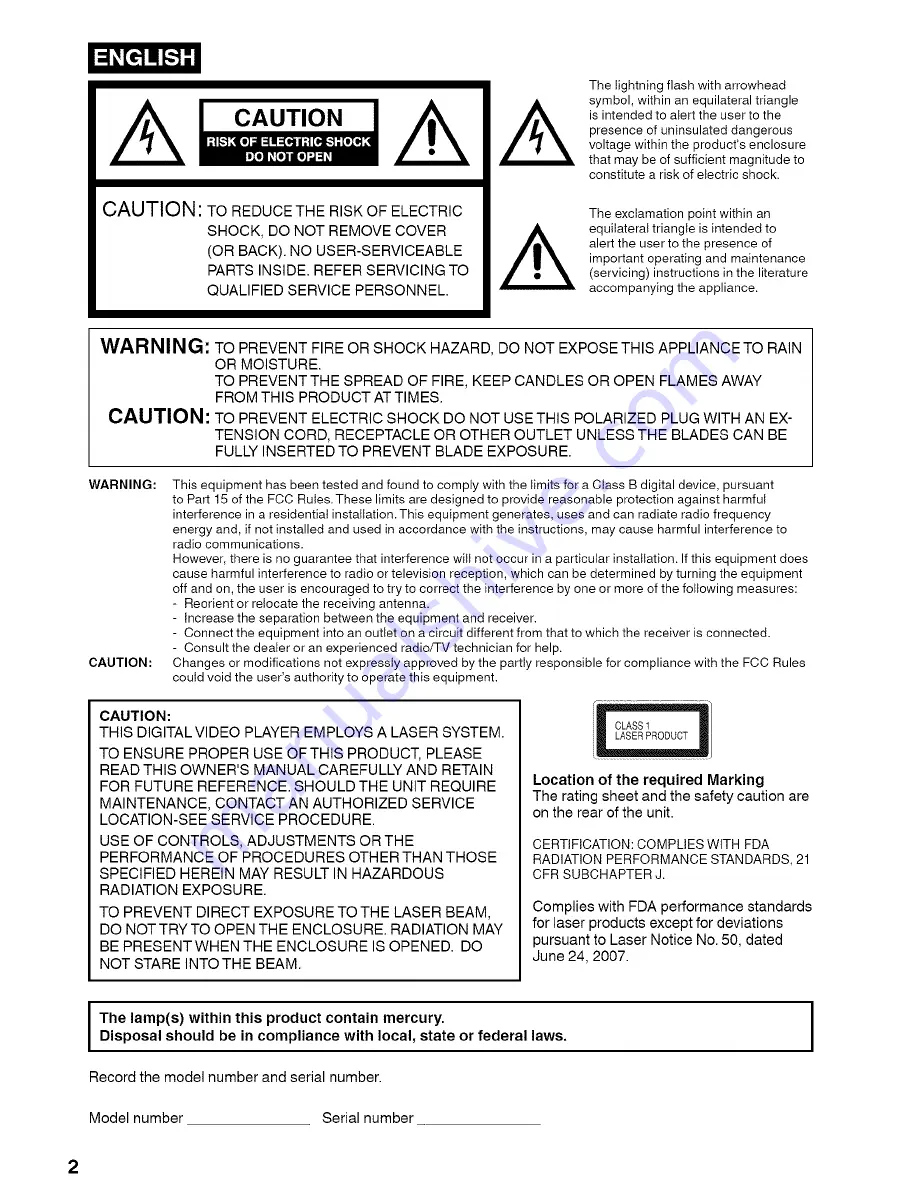 Sansui HDLCDVD225A Owner'S Manual Download Page 2