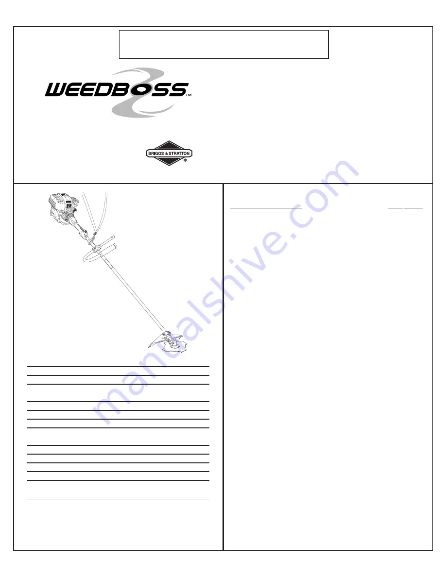 Sarlo WeedBoss BC-8 Скачать руководство пользователя страница 1