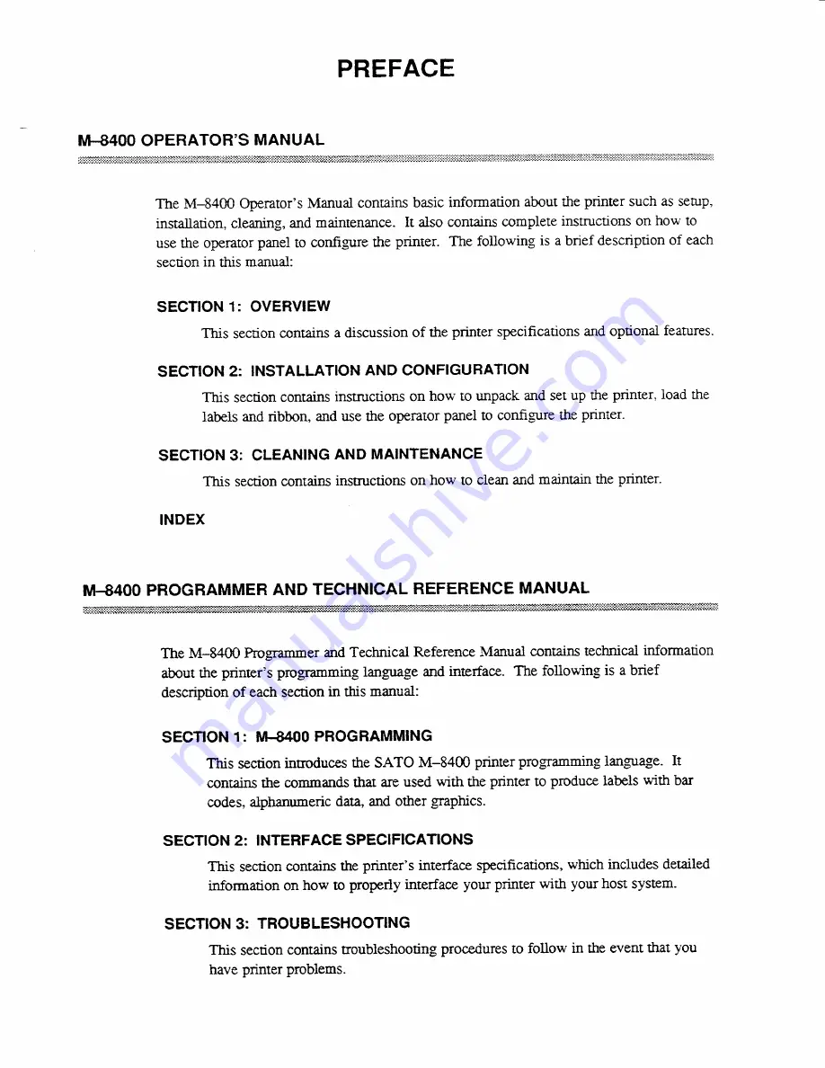 SATO M-8400 Operator'S Manual Download Page 3