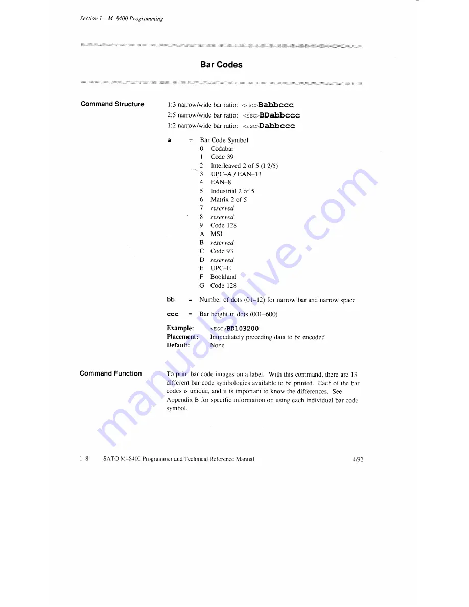 SATO M-8400 Operator'S Manual Download Page 75