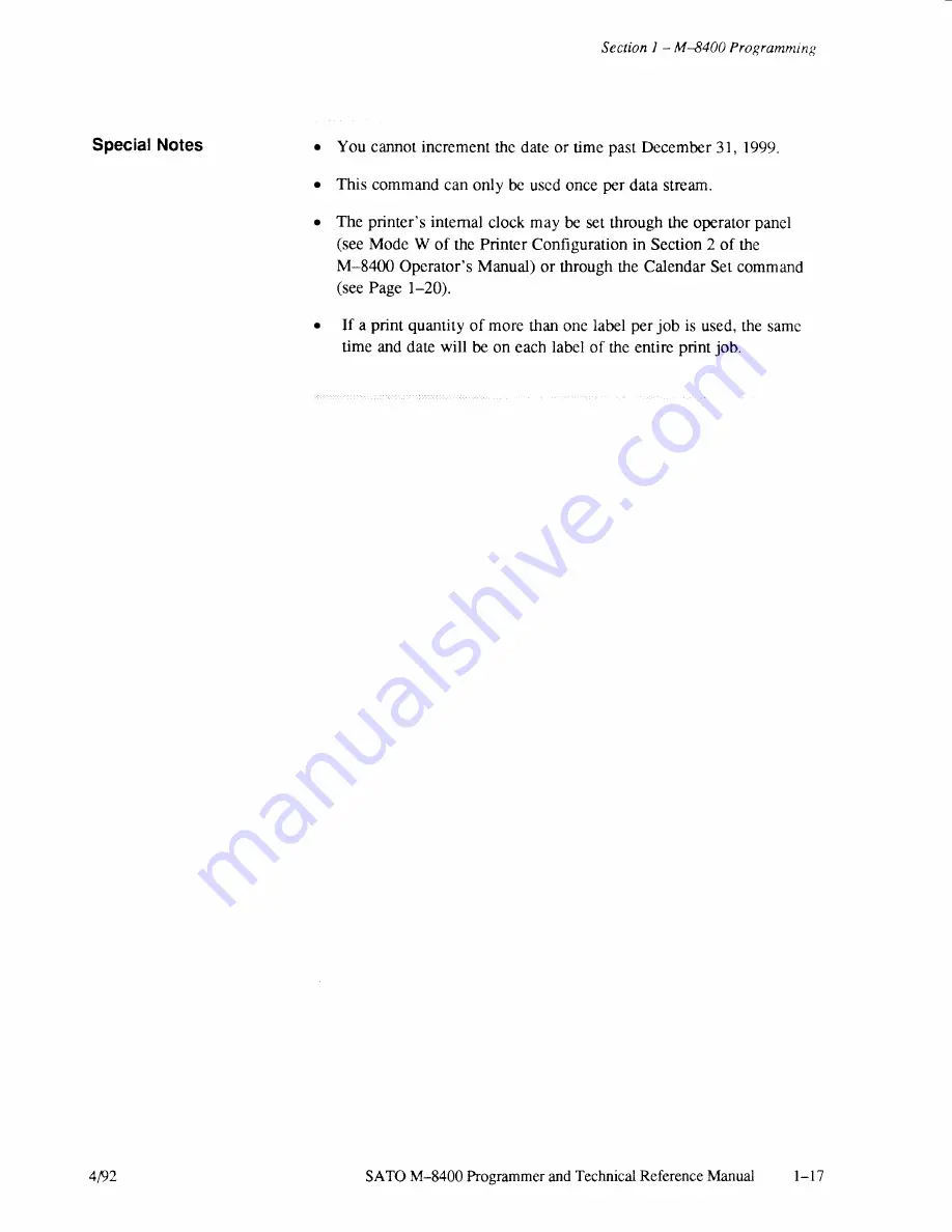 SATO M-8400 Operator'S Manual Download Page 84