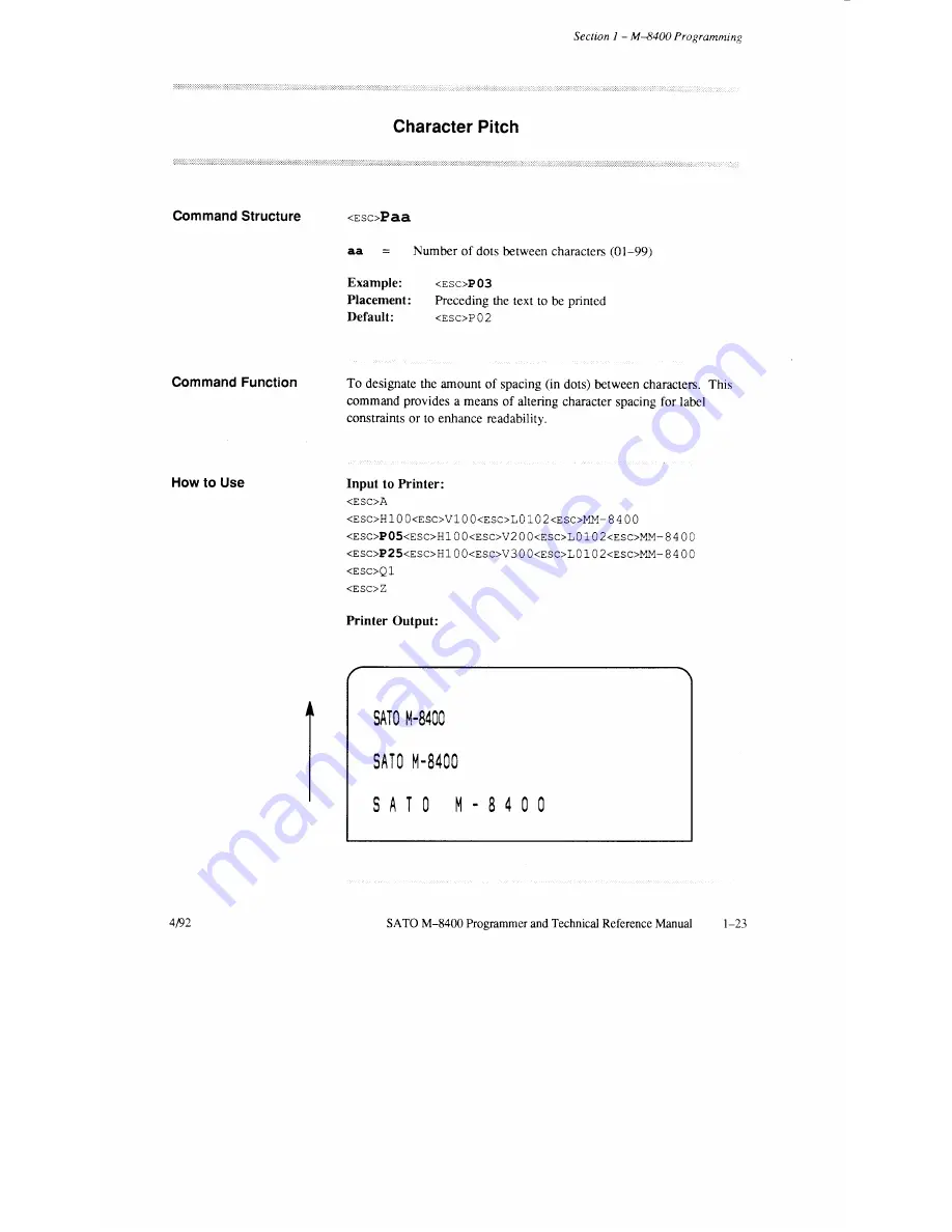 SATO M-8400 Operator'S Manual Download Page 90