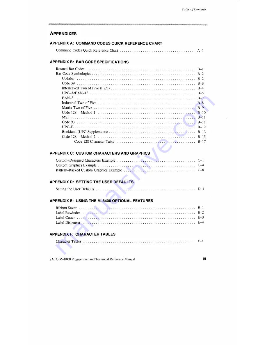 SATO M-8400 Operator'S Manual Download Page 160