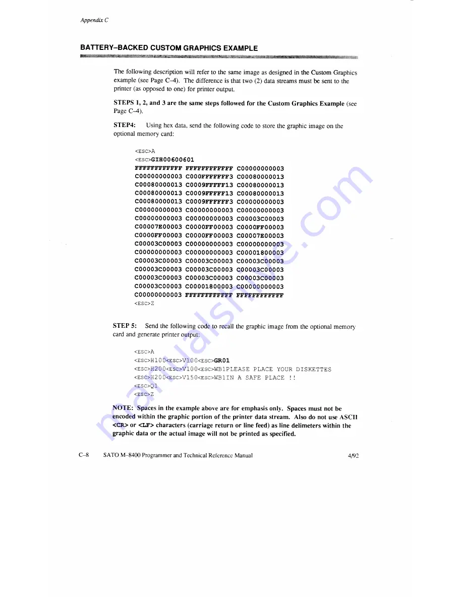 SATO M-8400 Operator'S Manual Download Page 198