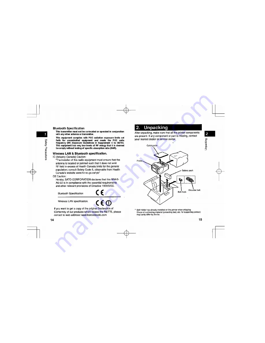 SATO MB 200i Quick Manual Download Page 8