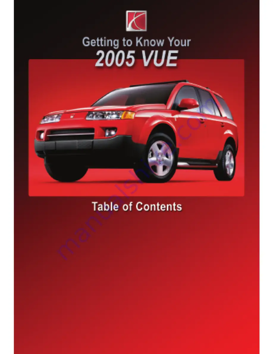 Saturn 2005 Vue Getting To Know Manual Download Page 1