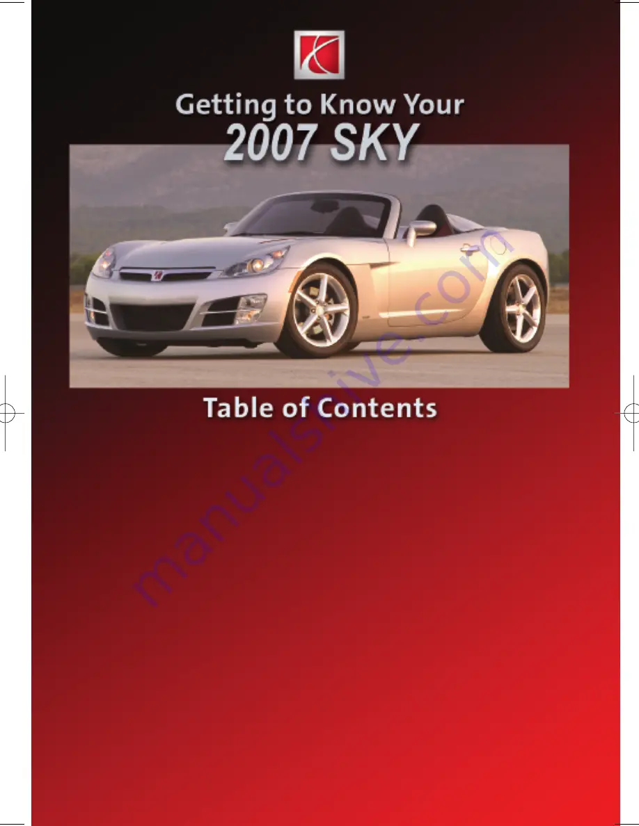 Saturn 2007 Sky Getting To Know Manual Download Page 1